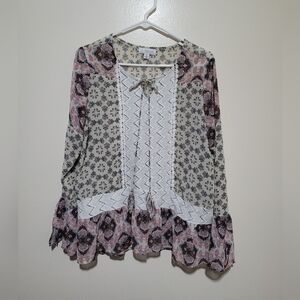 La Threads Floral Patterned‎ Women's Boho Top